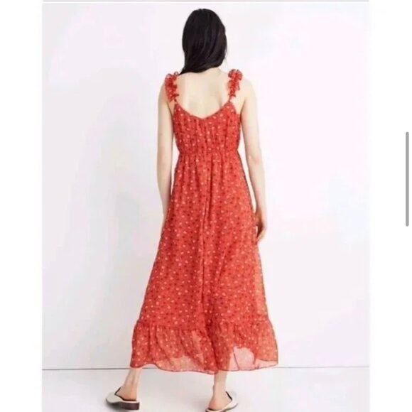 Madewell - Ruffle Strap Red Wrap Prairie Posies boho maxi dress - Picture 5 of 8